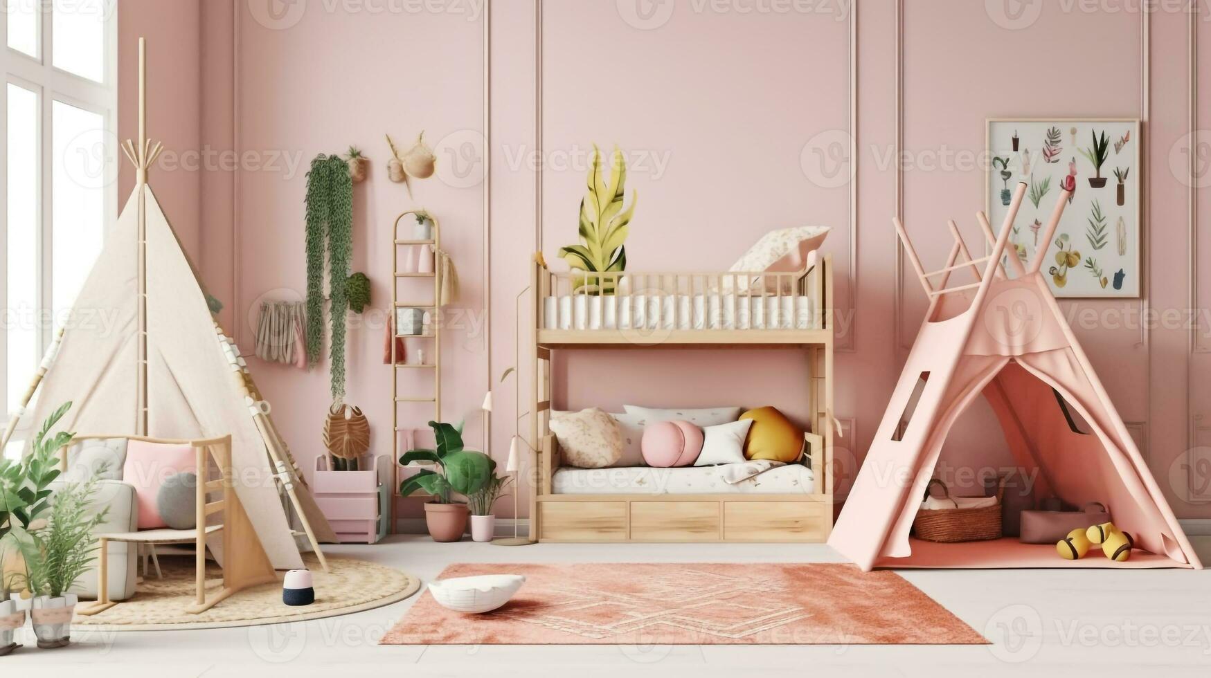 Adventurous Haven Playful and Colorful Kid's Room, Generative AI photo