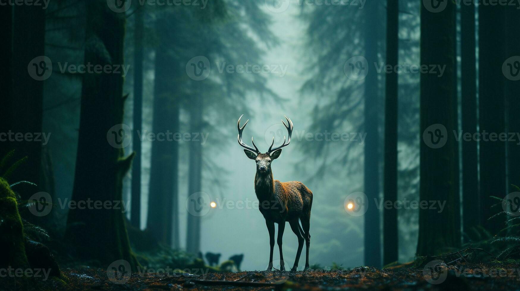 generativo ai, etéreo encuentros espíritu de el brumoso bosque foto