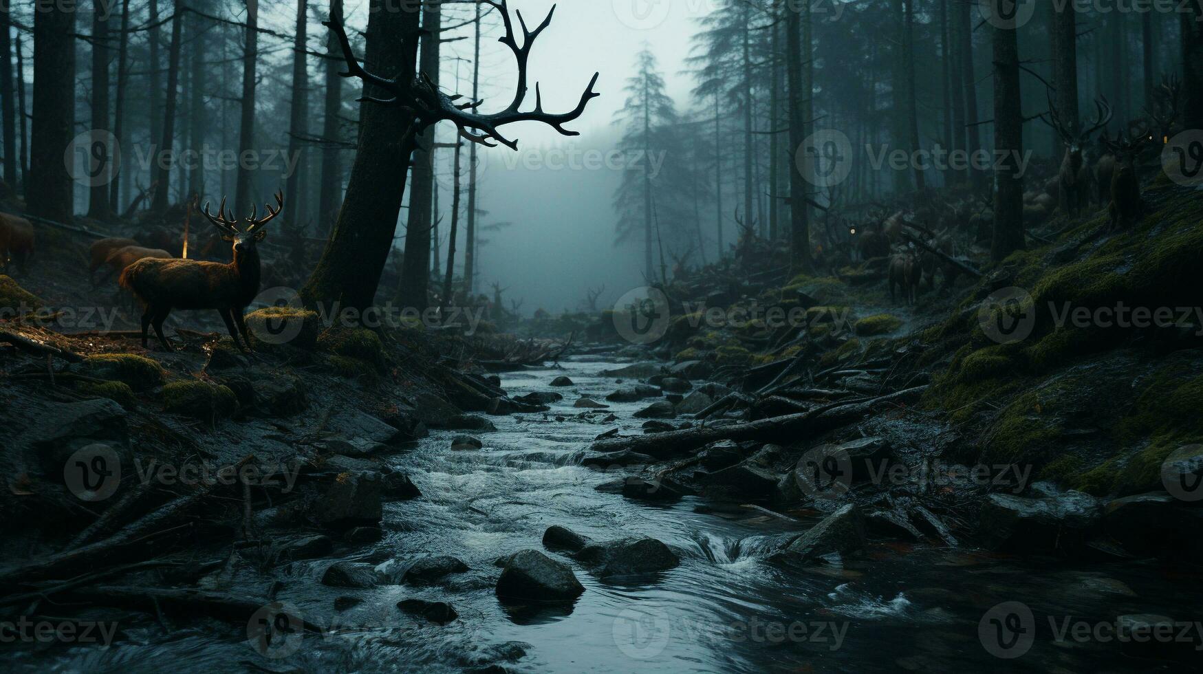 Generative AI, Ethereal Encounters Spirits of the Misty Forest photo