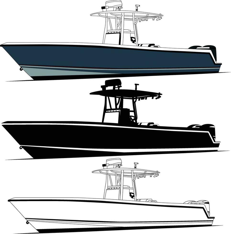 alto calidad pescar barco vector arte, cuales imprimible en varios materiales