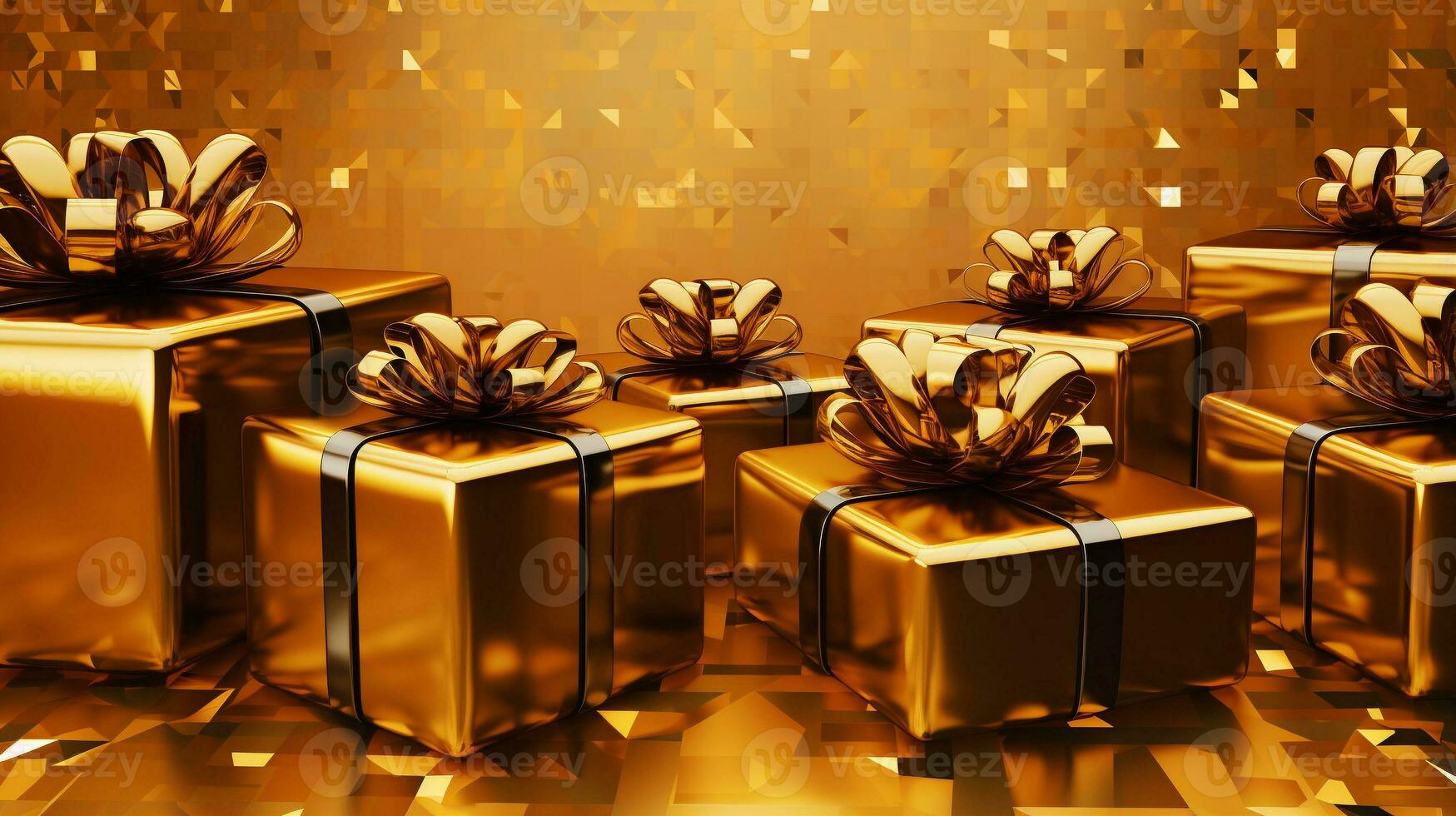 Golden Gifts and Ribbons, AI Generative photo