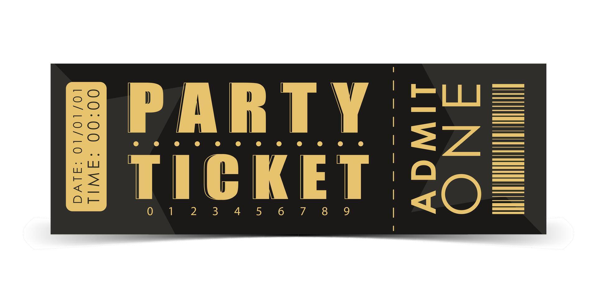 Party ticket template. Modern elegant ticket card illustration template. . vector