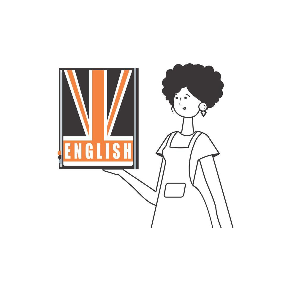 English teacher. The concept of learning English. Linear modern style. Isolated, vector illustration.