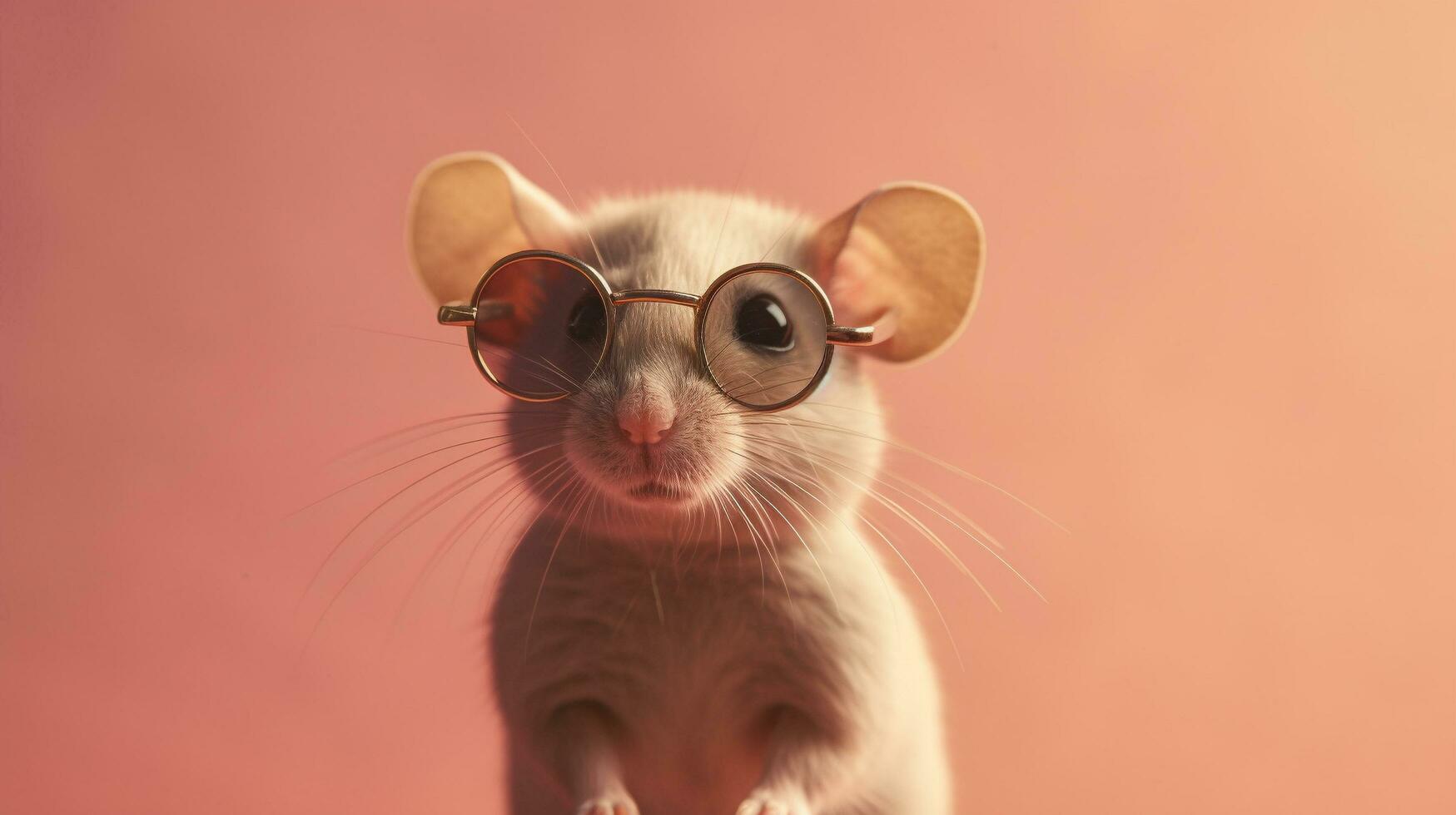Generative AI, Cool Mouse Stylish Sunglasses on Pastel Background photo