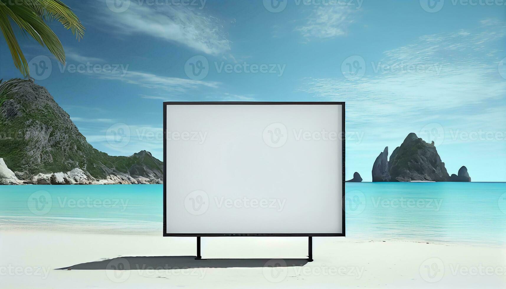 Generative AI, A Blank Billboard by the Sea A Captivating Advertising Opportunity for Your Product photo
