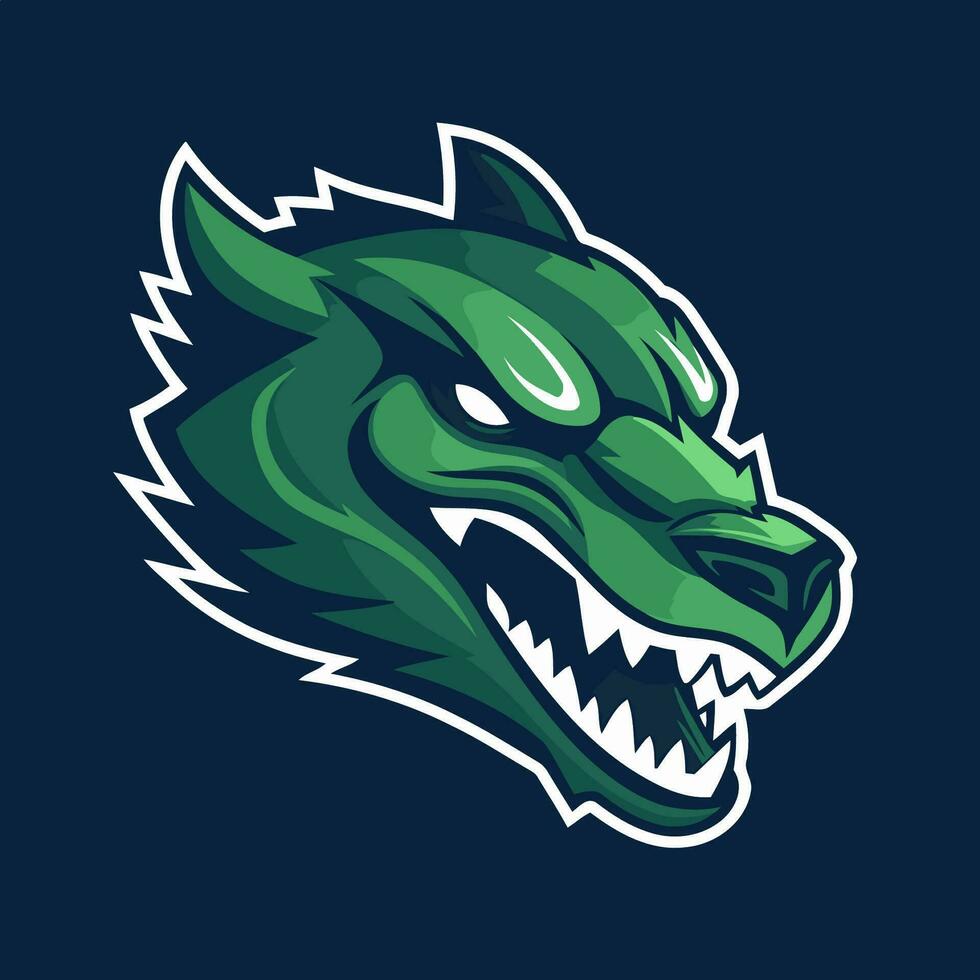 green dragon head mascot logo design vector template. Vector illustration of dragon head mascot for sport team.