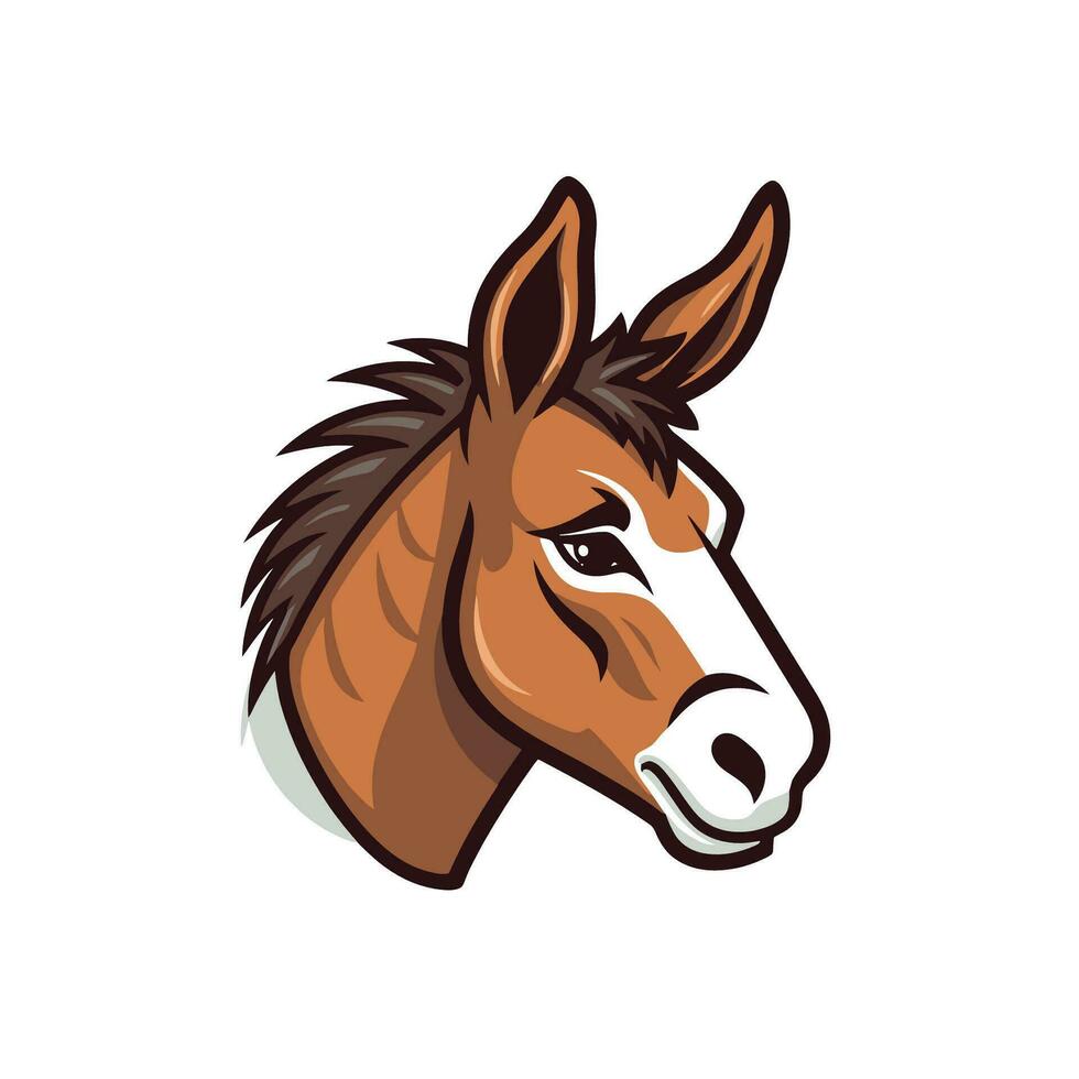 Horse donkey head isolated on white background. Vector illustration in cartoon style.