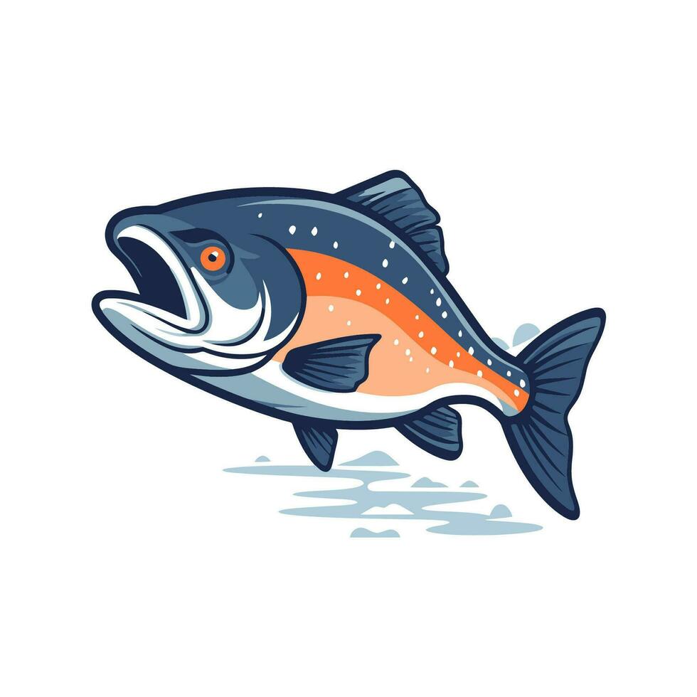 salmón pescado aislado en blanco antecedentes. vector ilustración en dibujos animados estilo.