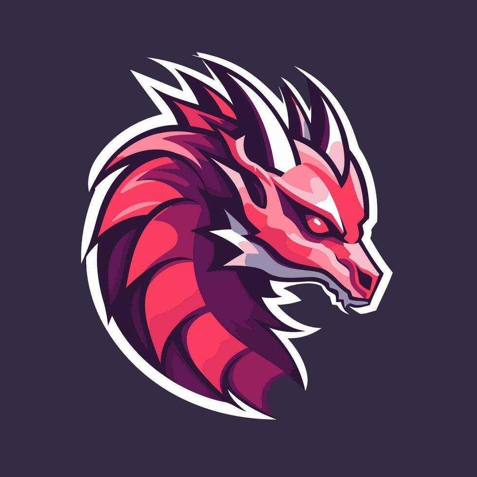 Dragon head mascot logo. Vector illustration of dragon head mascot for sport team.