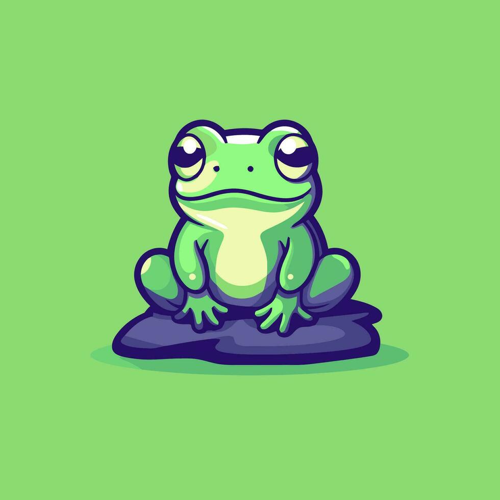 Frog vector logo design template. Cute cartoon frog icon illustration