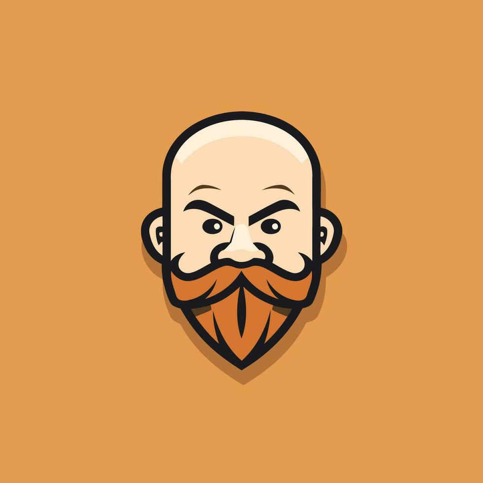 bald man hipster logo vector icon element isolated on orange background