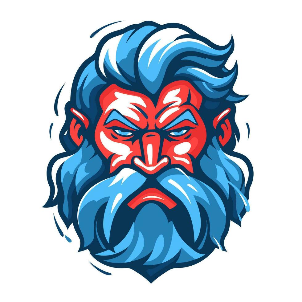 Mascot template for sport team.  illustration of angry man with beard and mustaches. vector