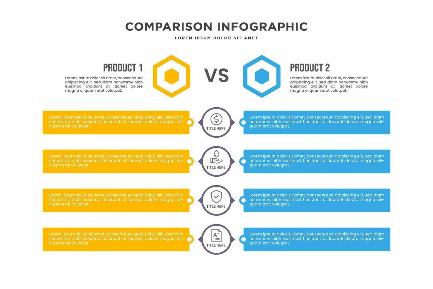 comparación infografía, grafico para producto comparar, modelo vector eps 10