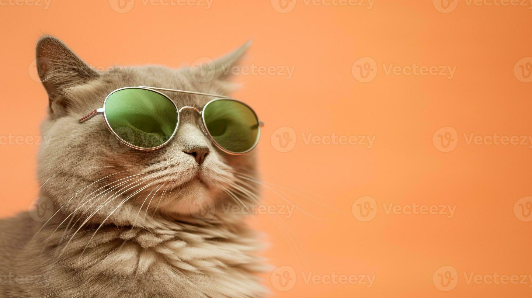 Generative AI, Hilarious Cat Sporting Sunglasses on Pastel Background photo