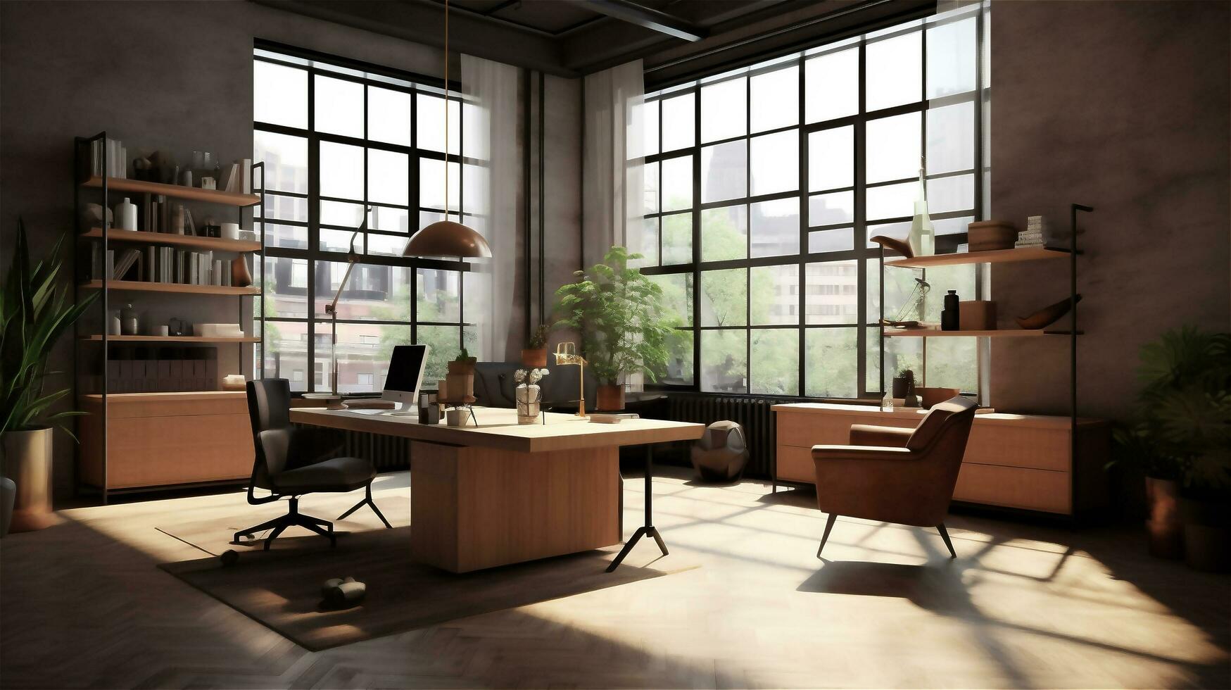 Generative AI, Sleek Minimalist Workspace photo