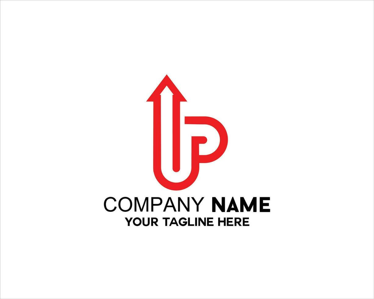 Letter UP with a combination of arrows vector