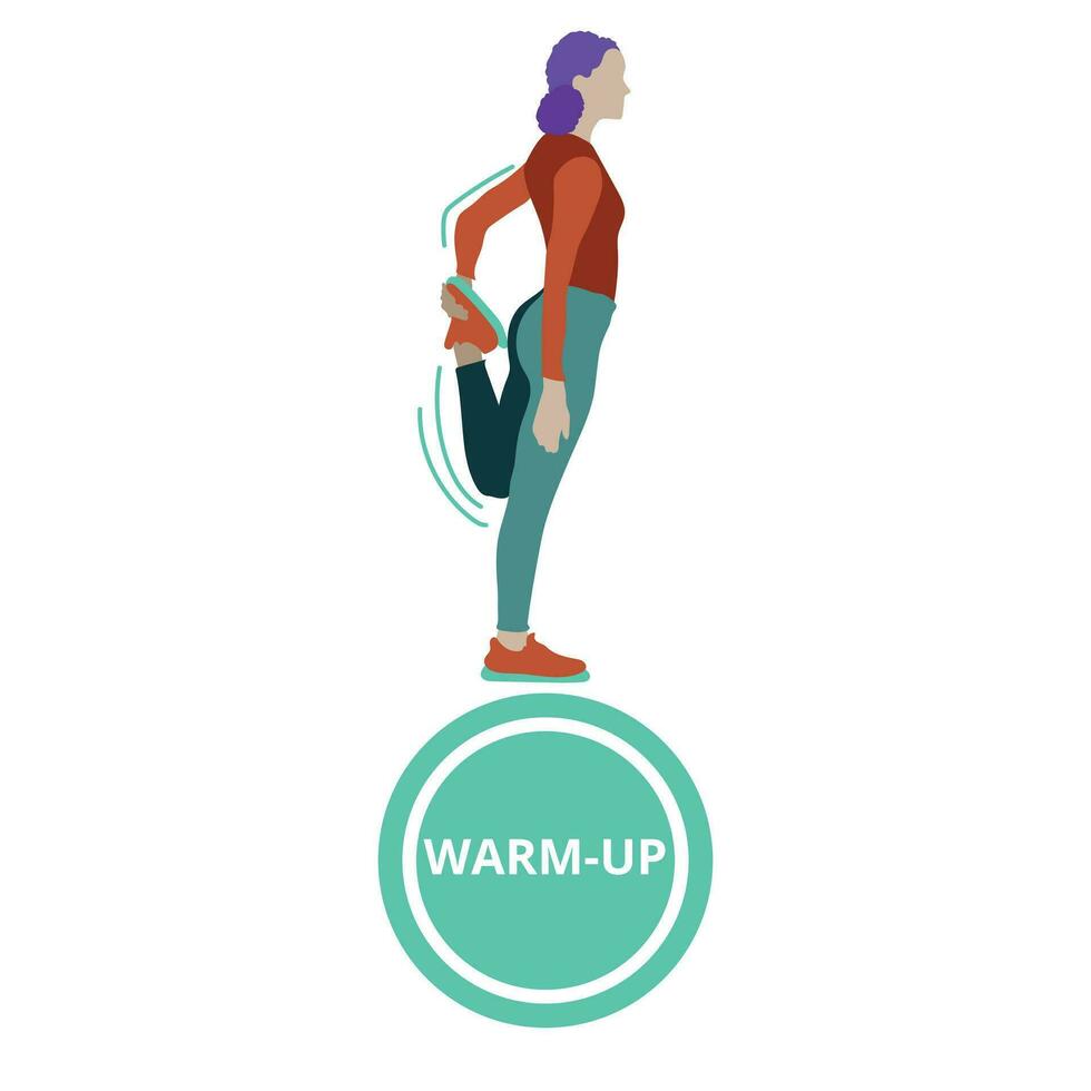 Warming up before running. The girl goes in for sports. Vector illustration