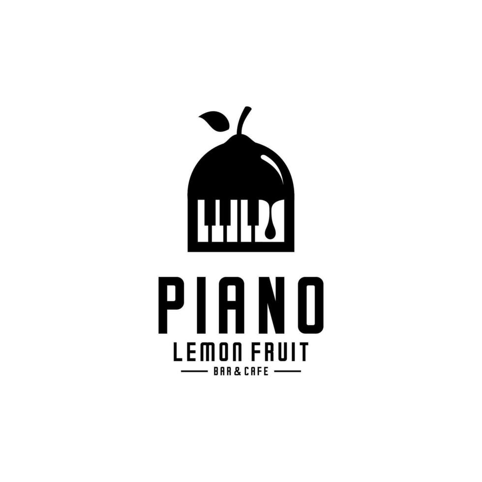 lemon piano logo, piano keyboard and half a lemon vector