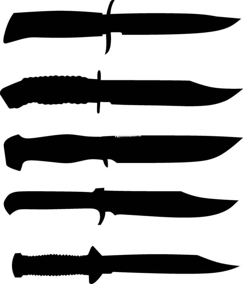 Knives silhouette vector icon set