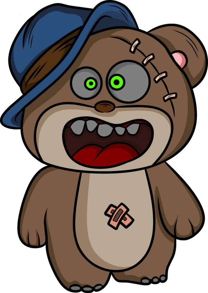 crazy teddy bear vector art