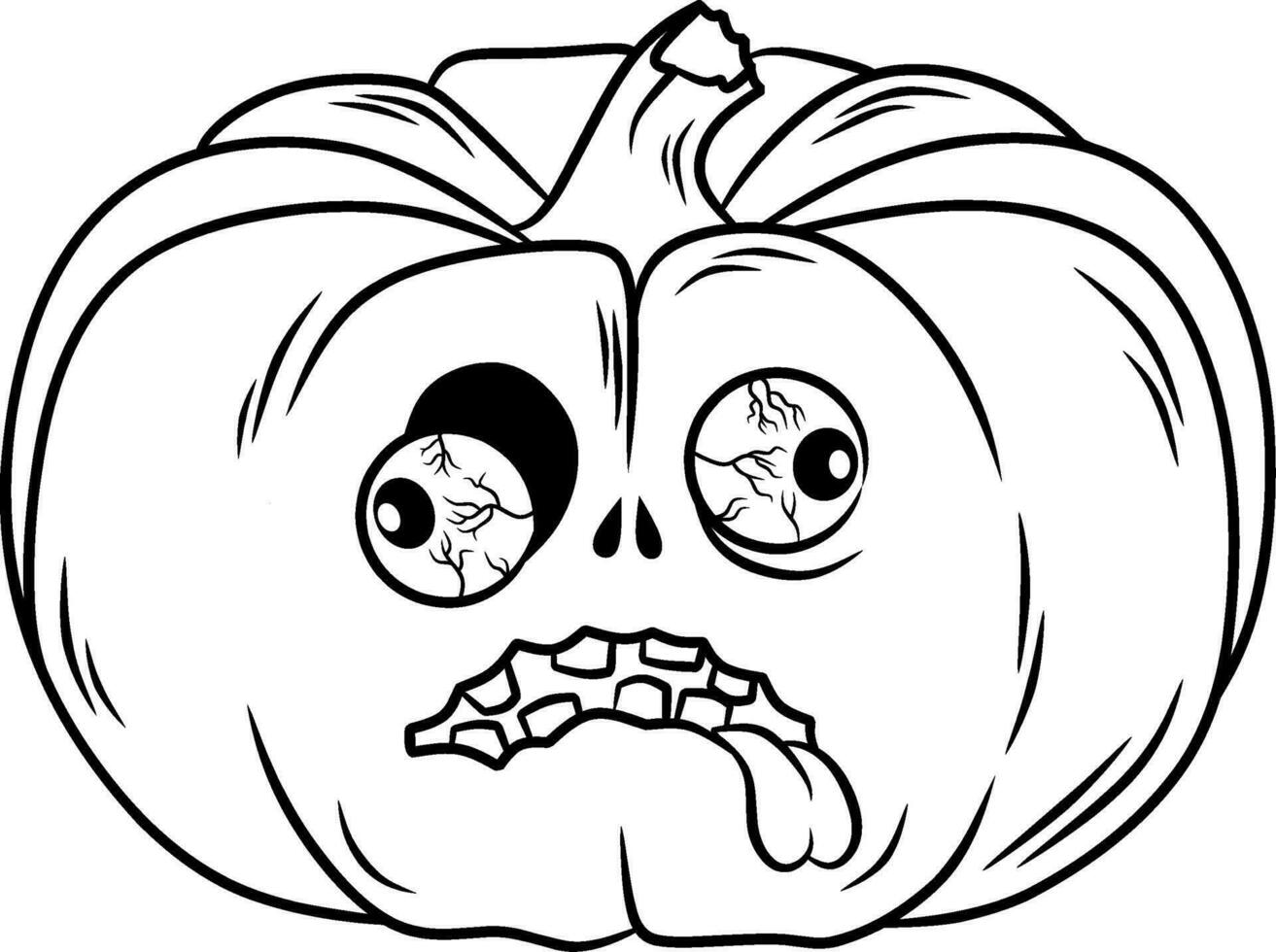 Evil pumpkin line art for coloring book page vector