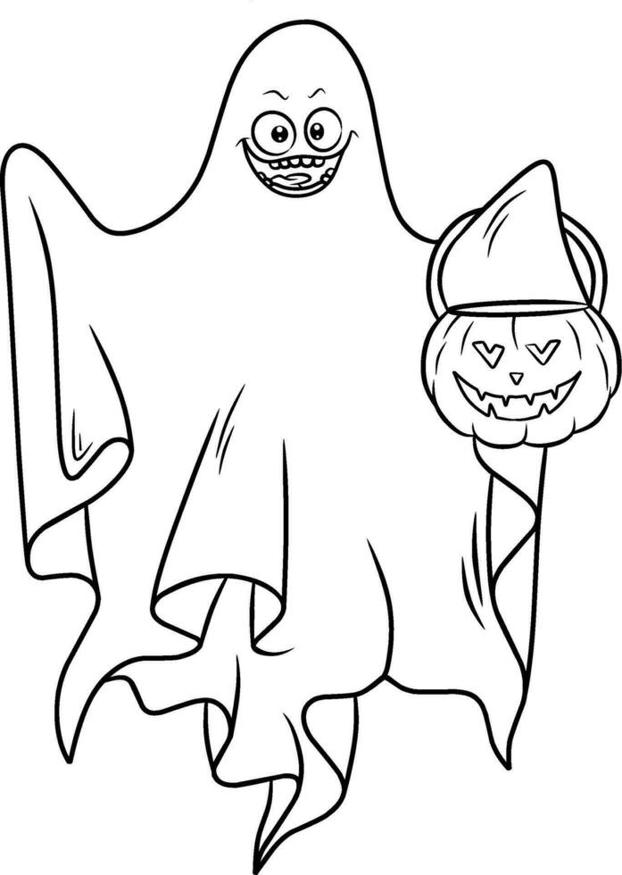 Halloween ghost line art for coloring book page vector