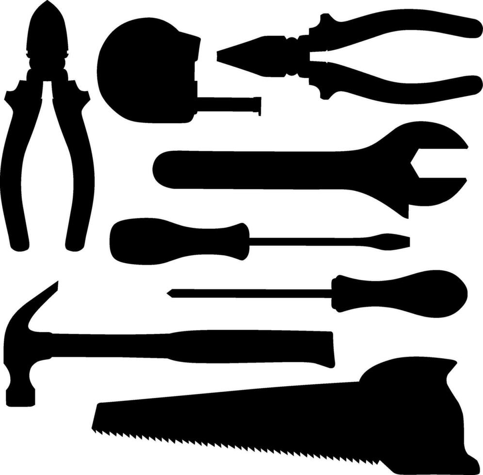 Tools silhouette vector icon set