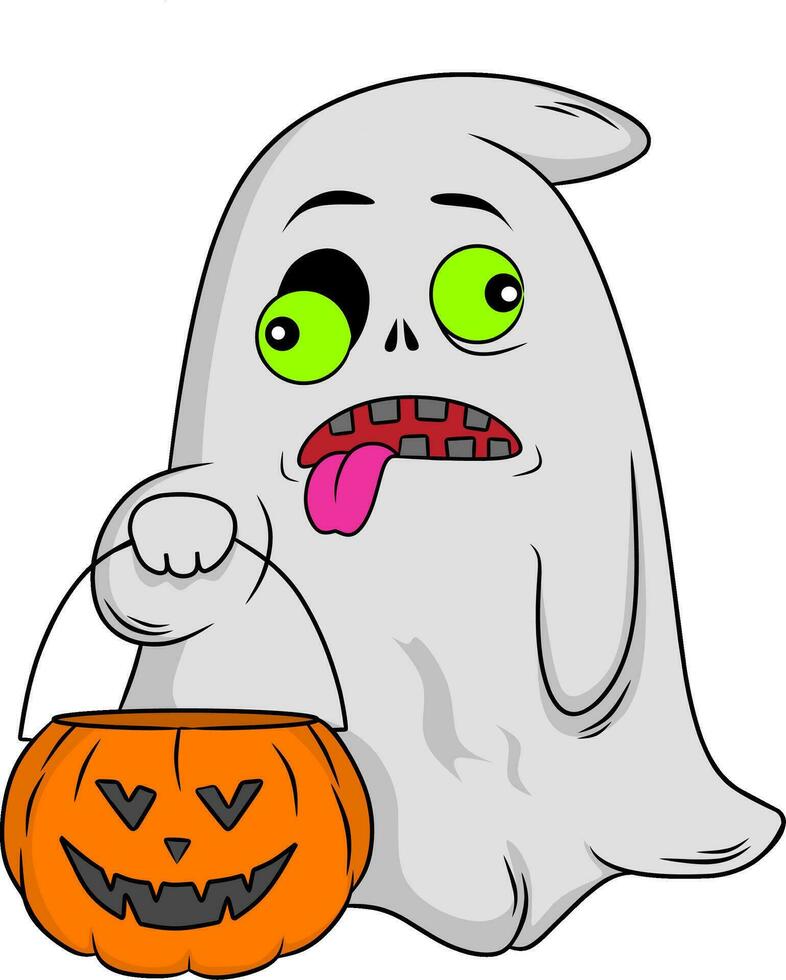 Halloween ghost cartoon character vector illustration