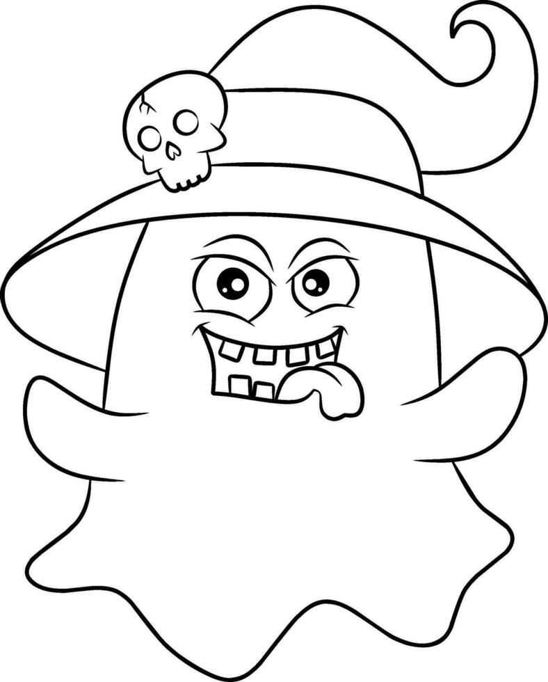 Halloween ghost line art for coloring book page vector