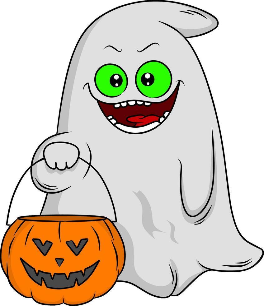 Halloween ghost cartoon character vector illustration
