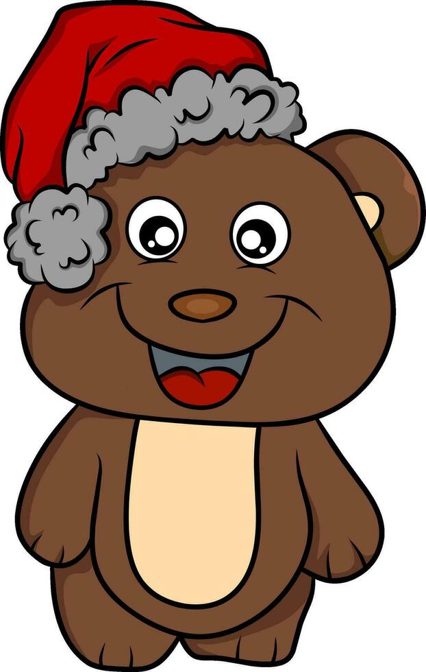 Evil teddy bear with Christmas hat vector