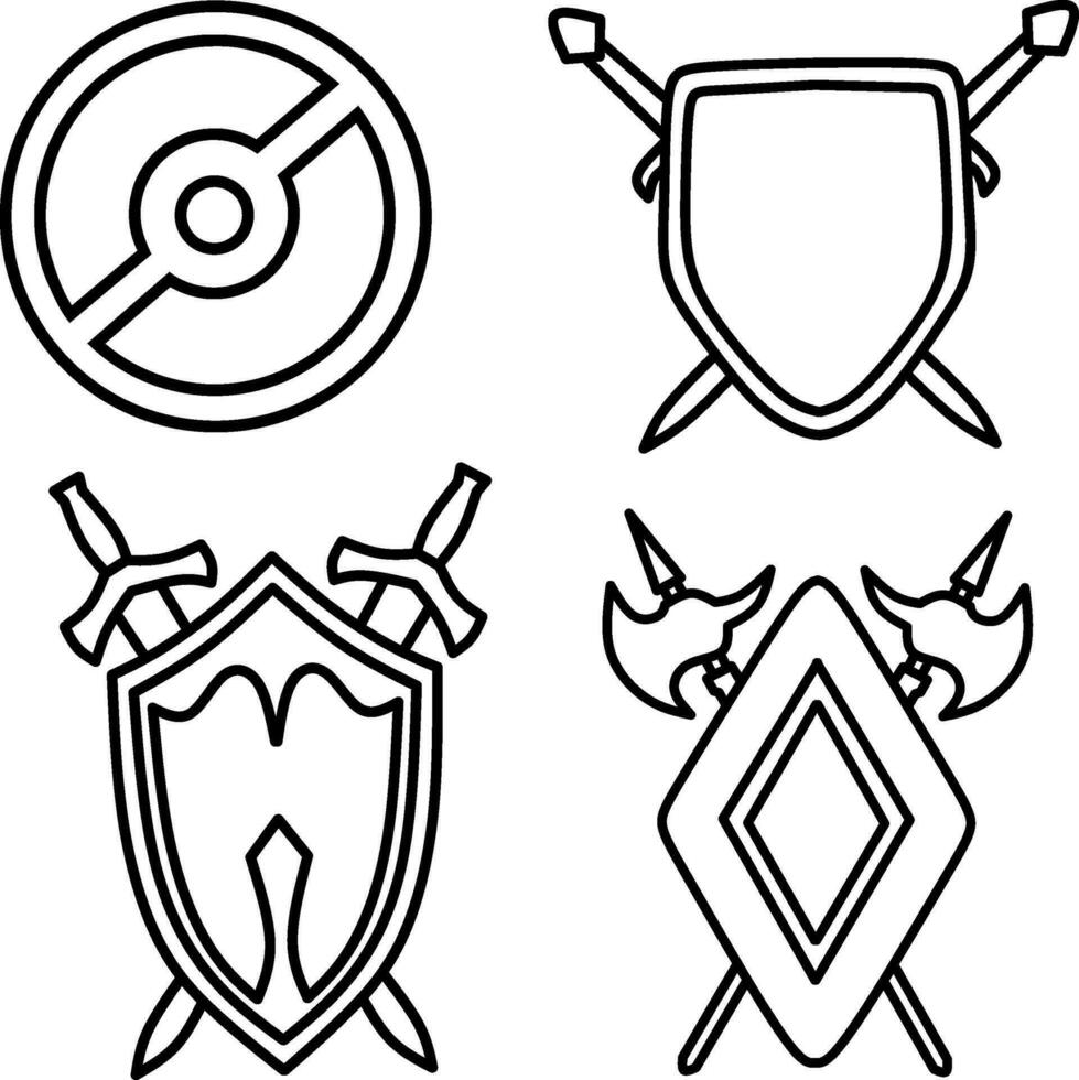 Shield icon set vector art