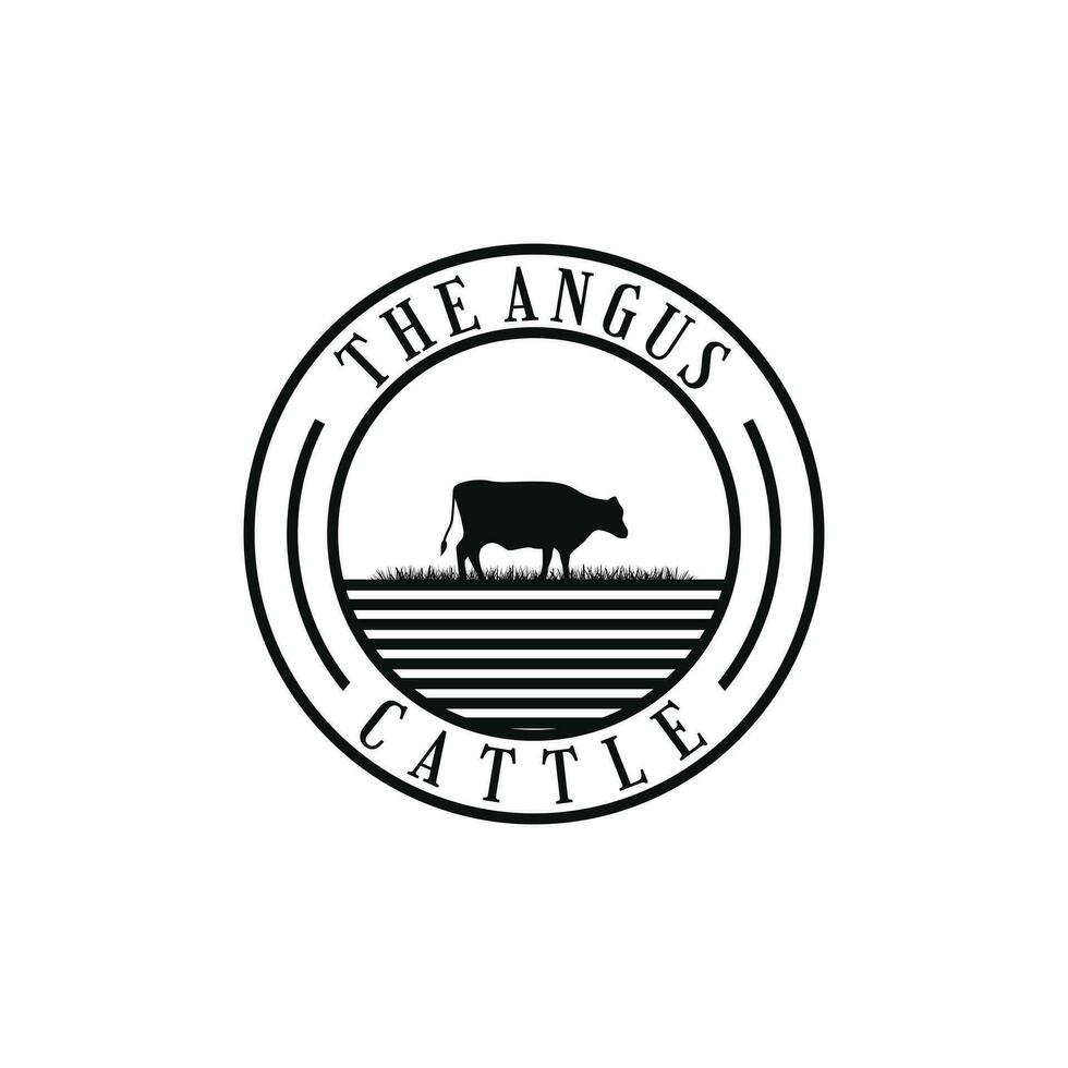 Cattle angus beef logo design vintage retro style vector