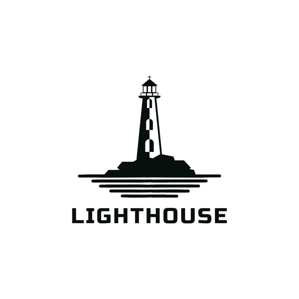 Lighthouse silhouette logo design ideas vector