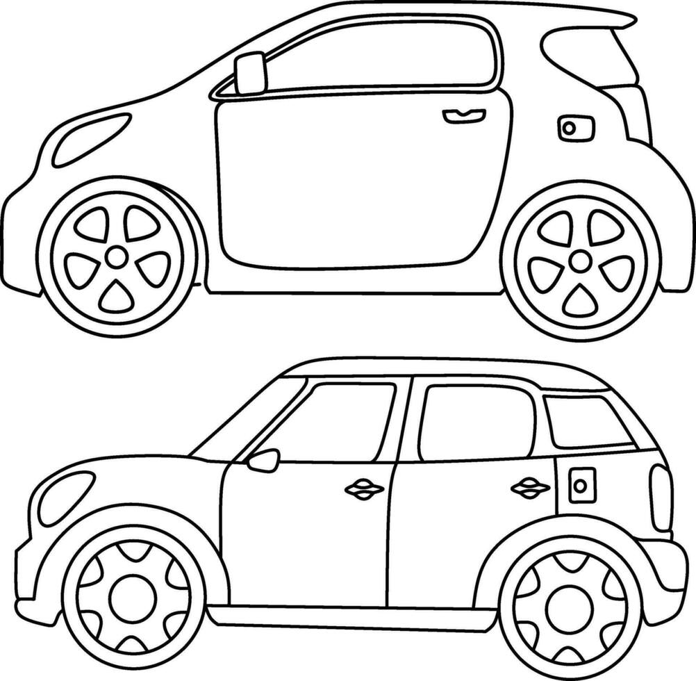 car carton line art for coloring book page vector
