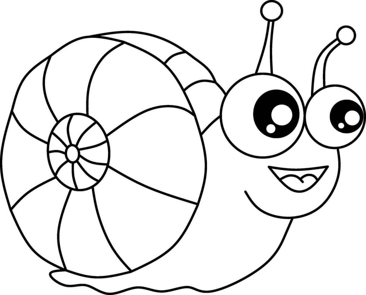 snail line art cartoon character for coloring book page vector