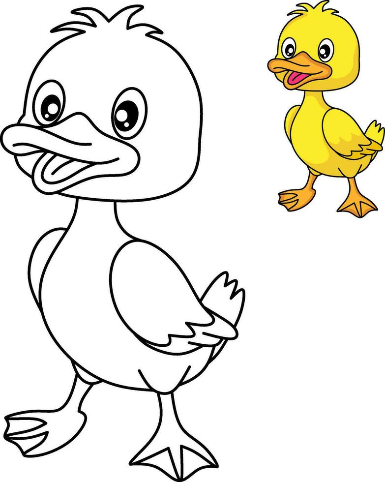 Duck cartoon line art for coloring book page vector