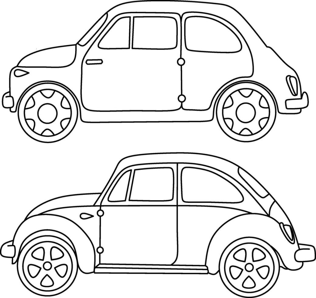 car carton line art for coloring book page vector