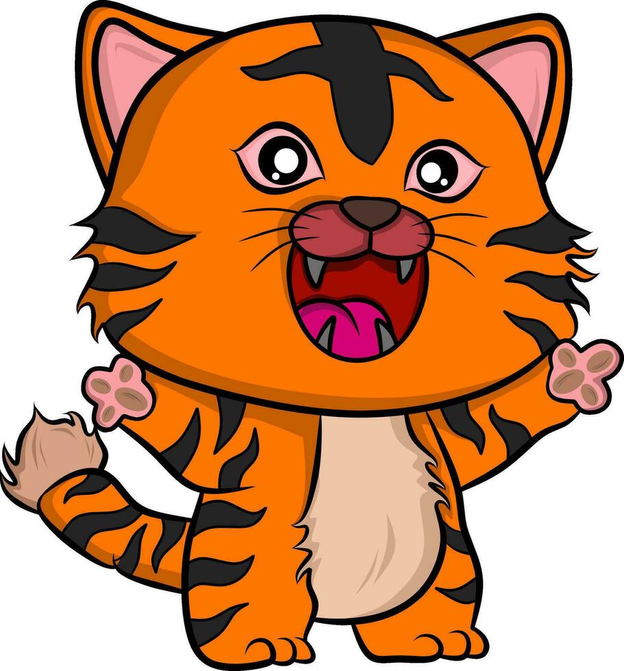 cute tiger cartoon character mascot vector