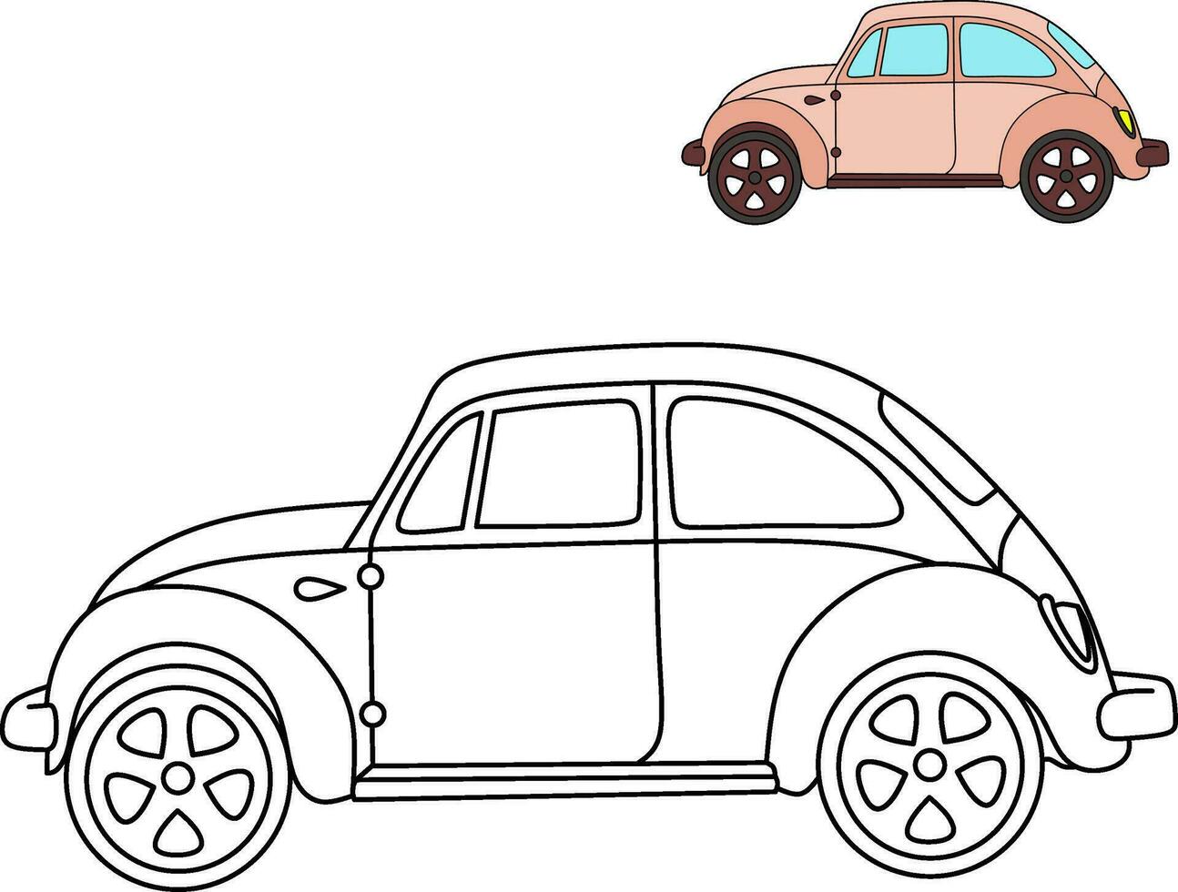 car carton line art for coloring book page vector