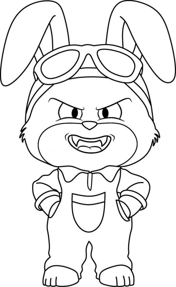 Evil bunny line art vector