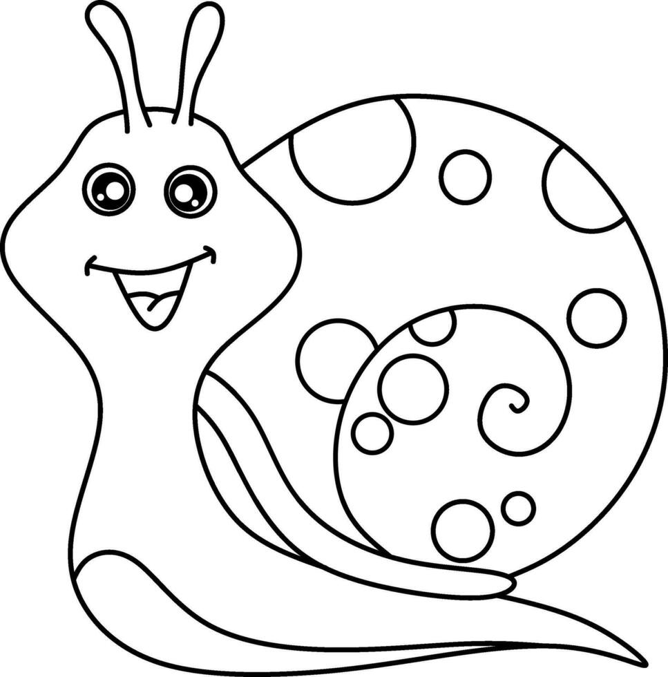 snail line art cartoon character for coloring book page vector
