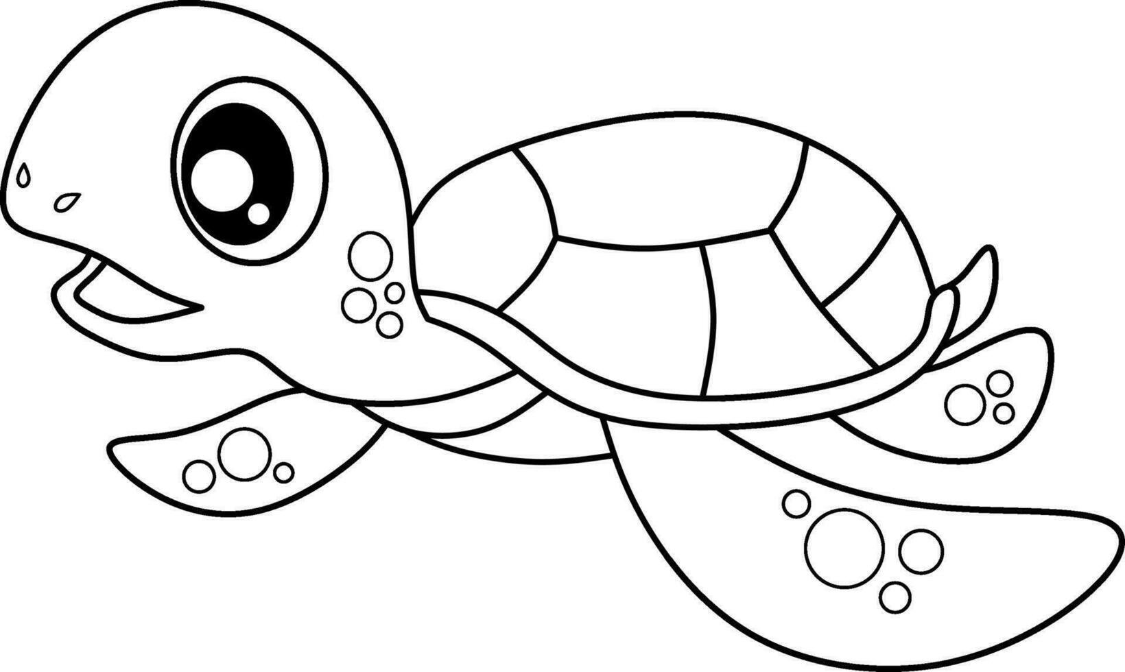 Turtle line art for coloring book page vector