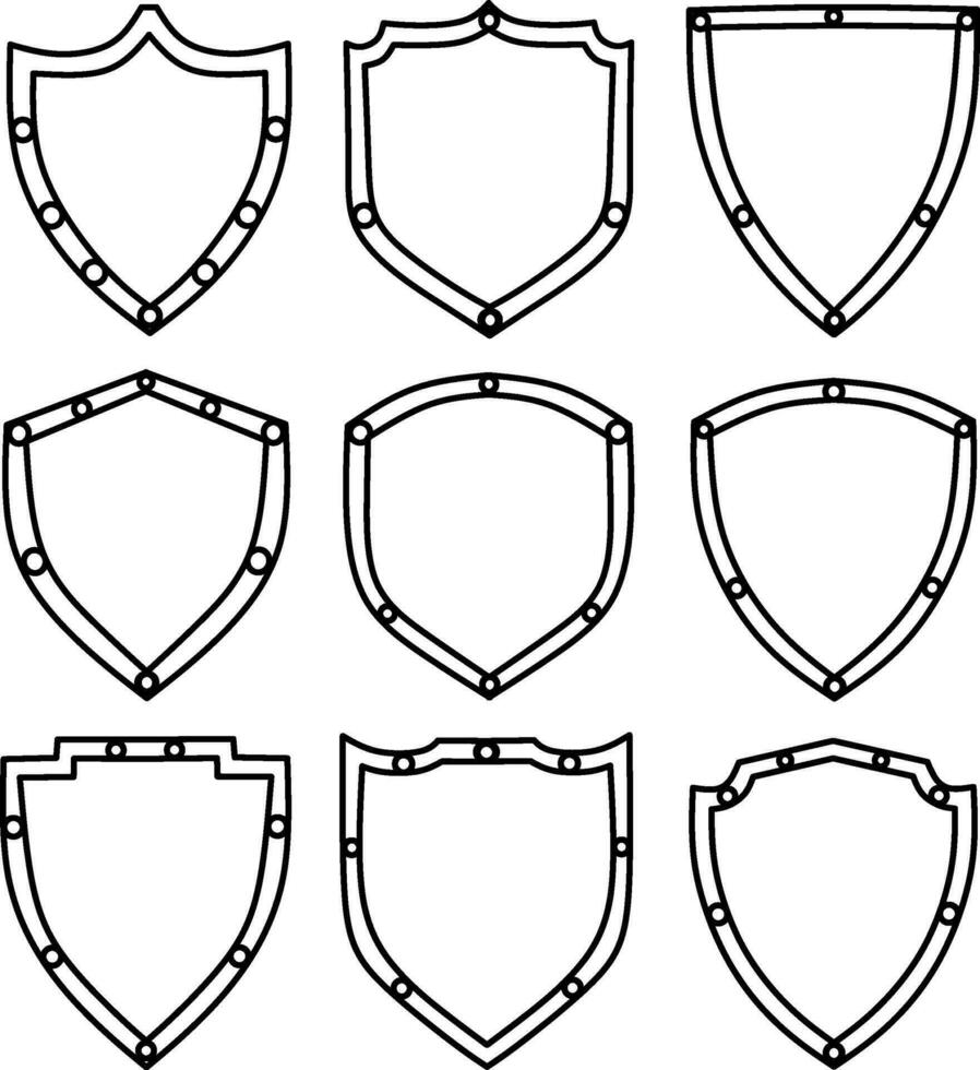 Shield icon set vector art