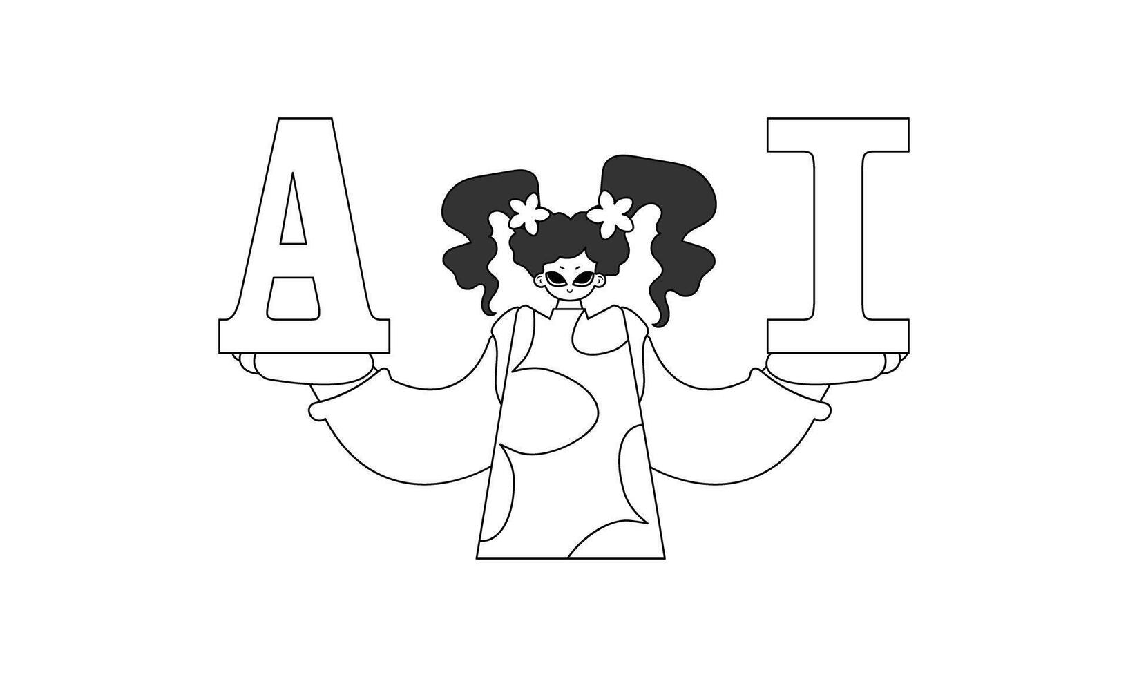 A cartoon character holding the letter i vector