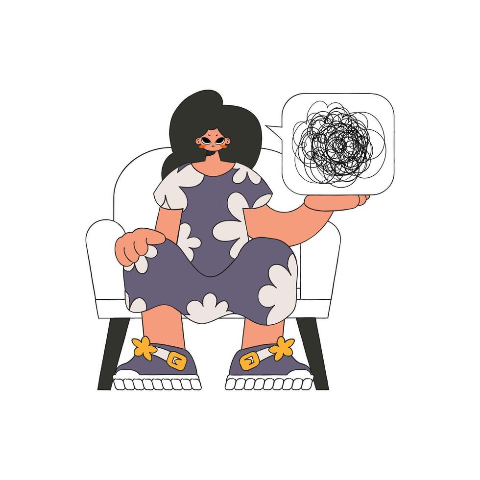 The woman demonstrates that he is trying to understand something. Man with depression. vector
