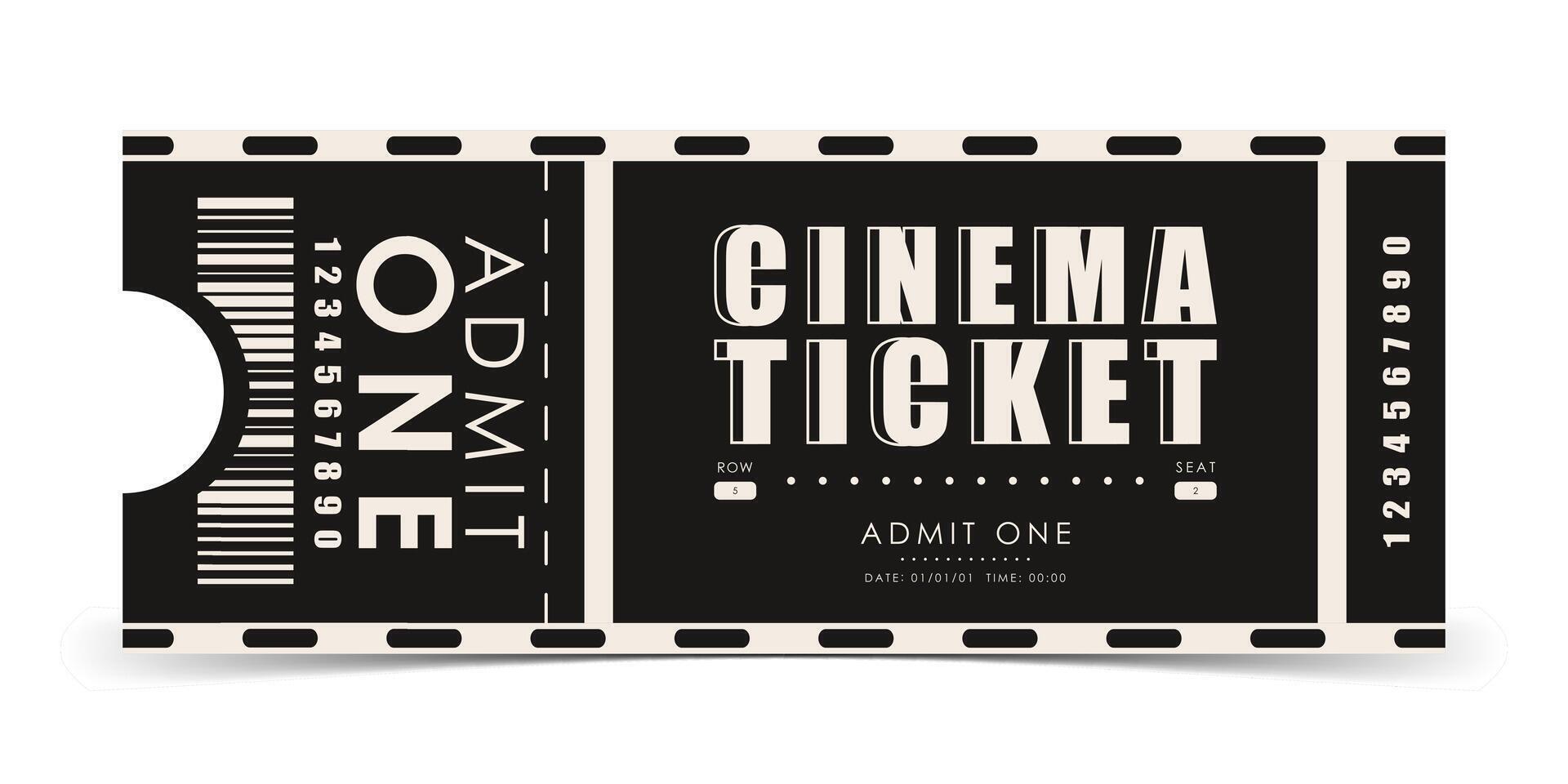 Cinema ticket template. Modern elegant ticket card illustration template. . vector
