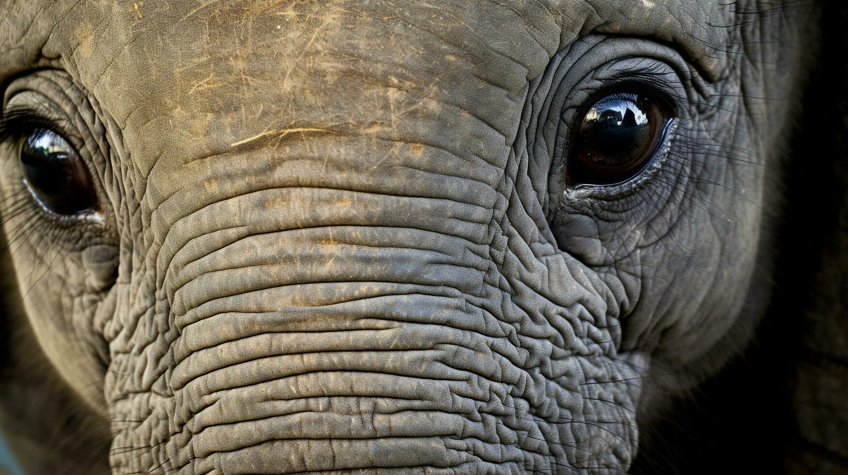 Innocence Unveiled Baby Elephant's Big, Enchanting Eyes, AI Generative photo