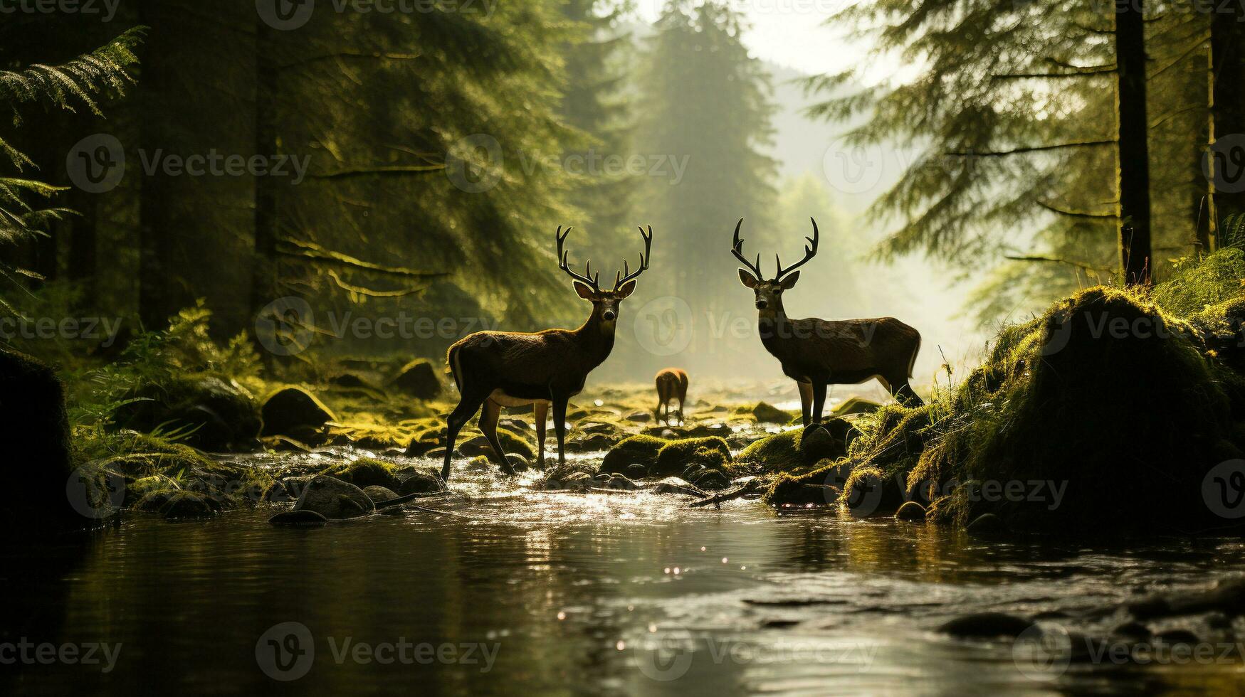 generativo ai, etéreo encuentros espíritu de el brumoso bosque foto