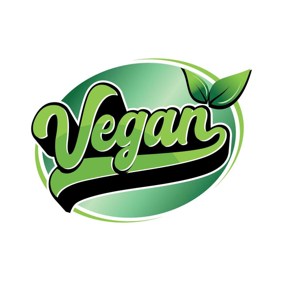 Vegan typography logo design vector